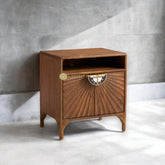 Hand-carved Daybreak Nightstand Table Brown | Hand-carved Daybreak Bedside Table Brown